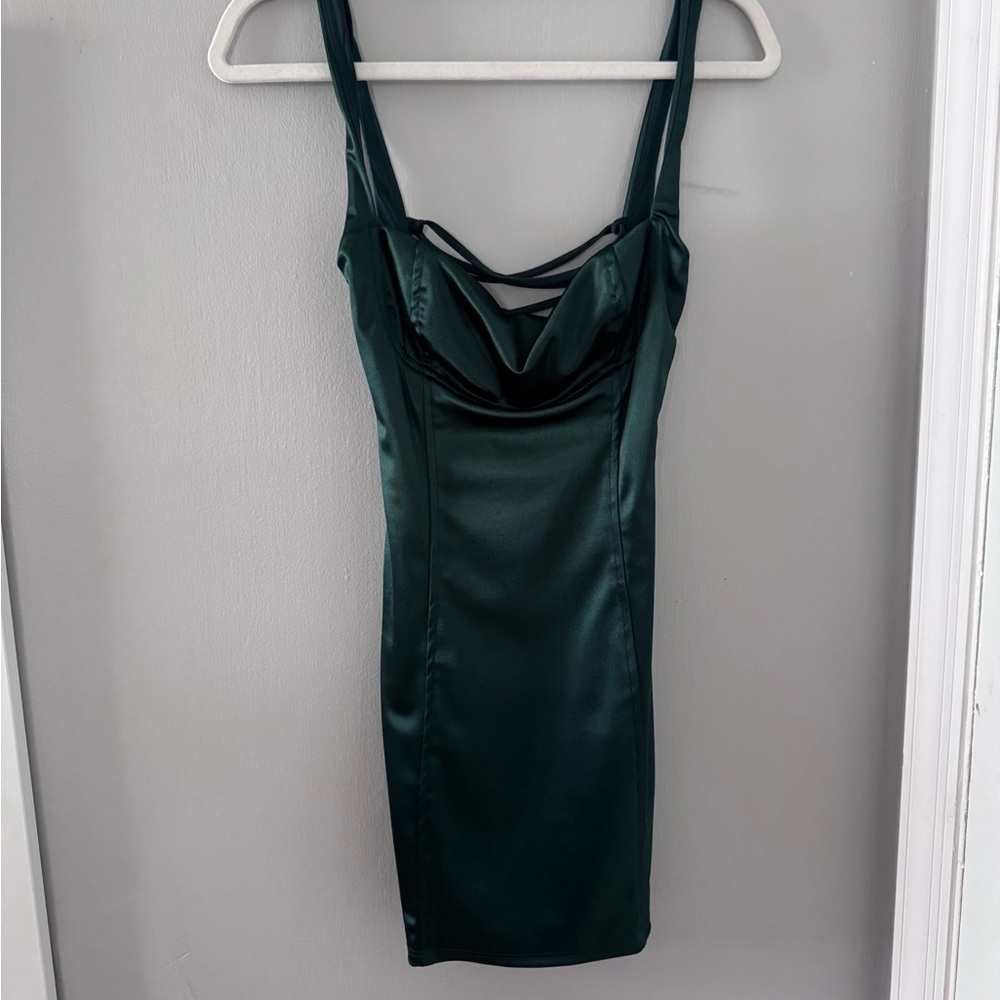 Lucy in the Sky Emerald Green Satin Dress